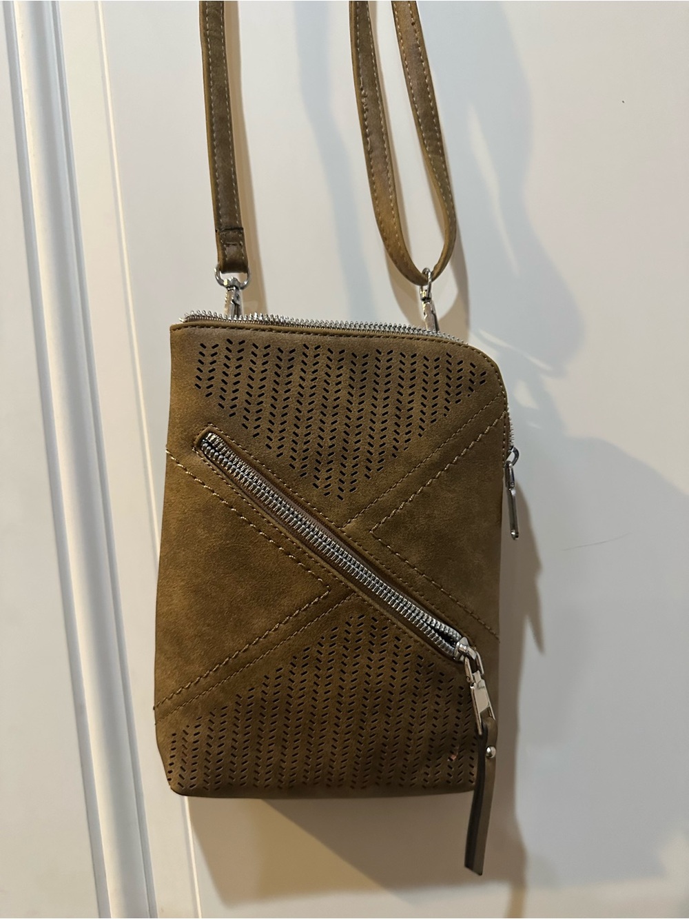 Darling Crossbody Bag in Olive Brown with Silver Hardware